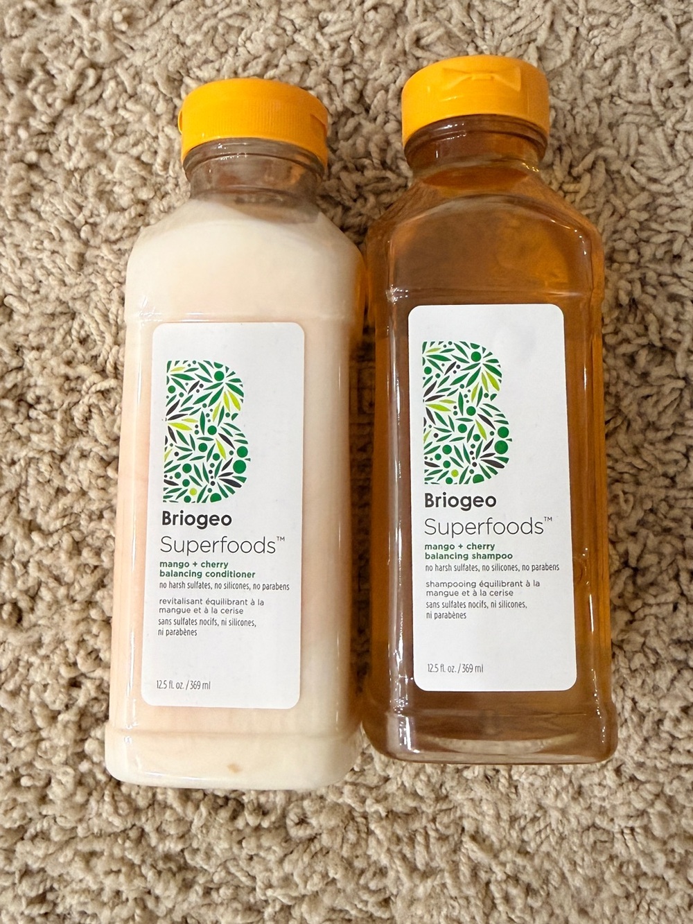 BRIOGEO Superfoods Mango + Cherry Balancing Shampoo + Conditioner Duo
